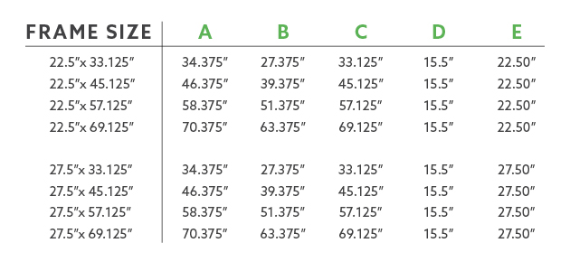 VertDesk Dimensions Key
